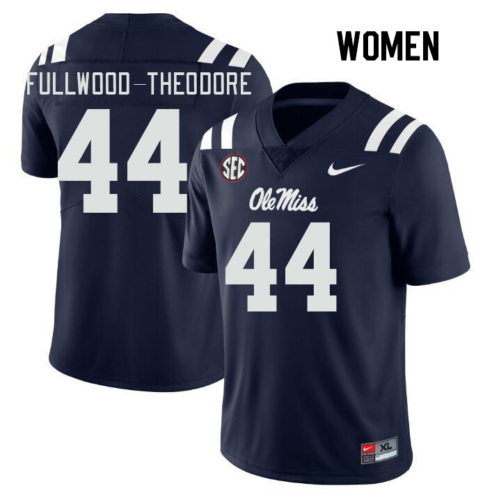 Women #44 Nyseer Fullwood-Theodore Ole Miss Rebels College Football Jerseys Stitched Sale-Navy - Click Image to Close